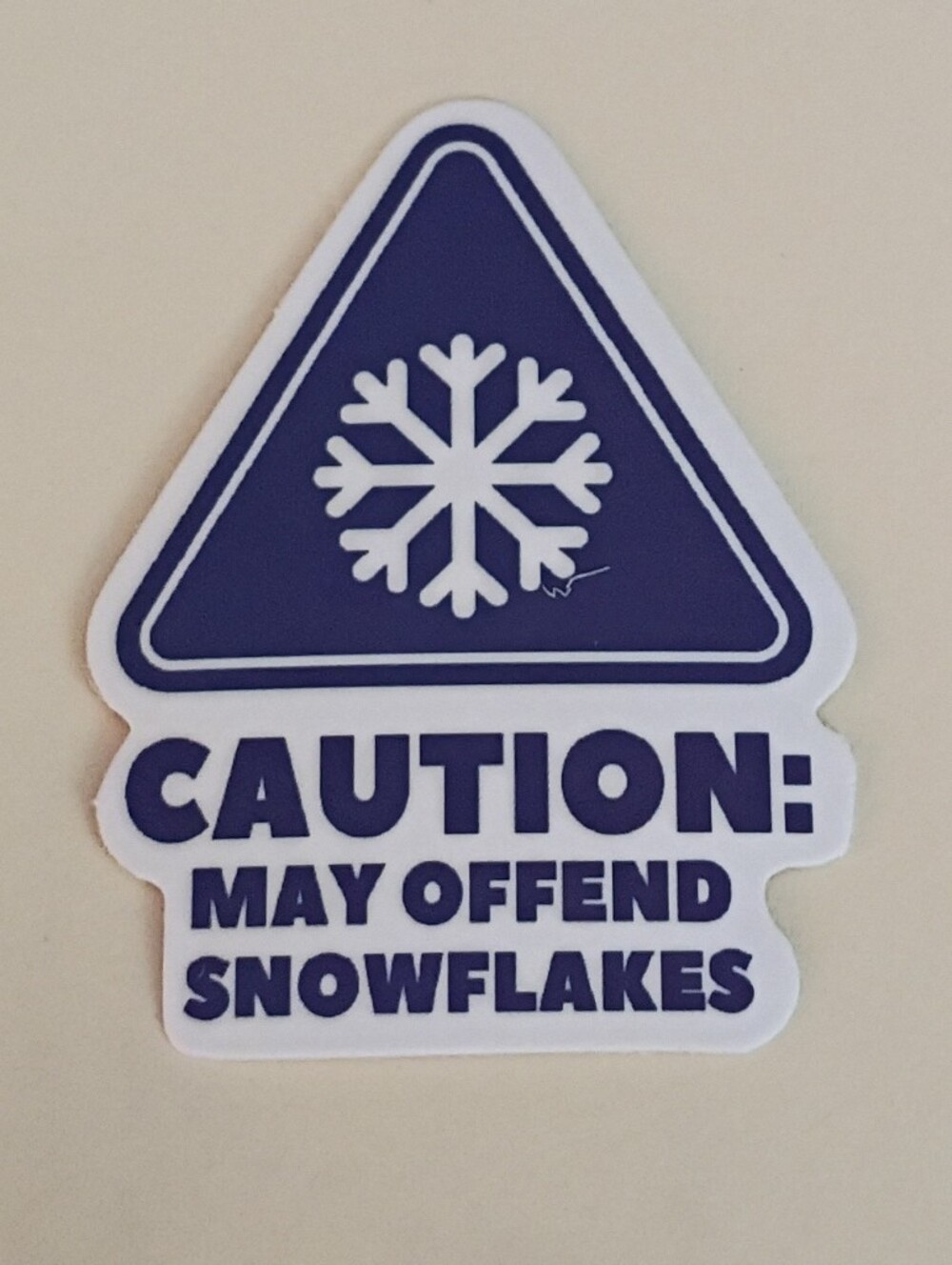 10/$10 Stickers Decal - Blue Sign w/ Snowflake - Caution: May Offend Snowflakes